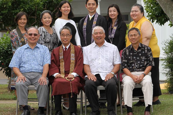 HHMH Bishop and President with HHMH staff from Bishop's Office, Buddhist Study Center, and Office of Buddhist Education