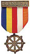 Boy Scout Sangha Award - Buddhist flag colors with wheel of dharma 