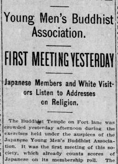 1900 news clipping: Young Men's Buddhist Association - First Meeting Yesterday