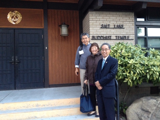 Alan and Rosemary Goto with Bishop Eric Matsumoto at Salt Lake City Buddhist Temple