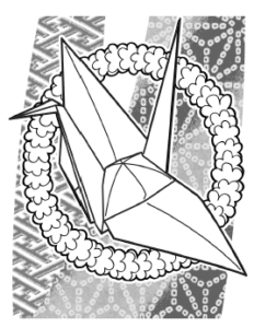black-and-white drawing of an origami craneblack-and-white drawing of an origami crane