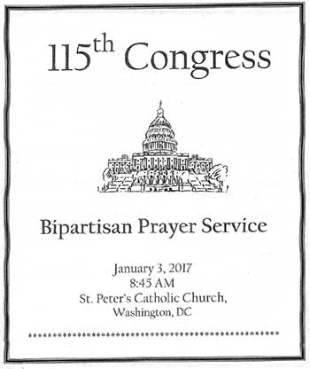 black & white cover of service program with sketch of US Capitol building