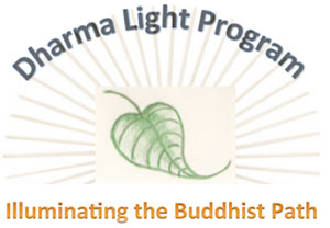 a bodhi tree leaf with "Dharma Light Program: Illuminating the Buddhist Path"
