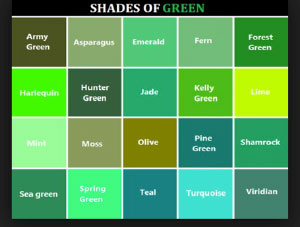 grid of different varieties of green