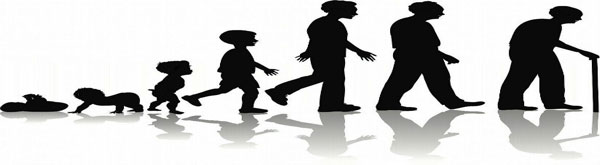 silhouettes from baby to old age
