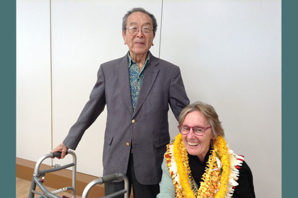 Rev. Yoshiaki Fujitani with Pat Masters at "Searching for Mary Foster" book event at PBA (photo by Donna Higashi)