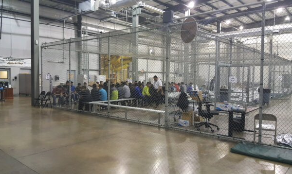 Detained children in temporary facility awaiting transfer to the U.S. Department of Health and Human Services