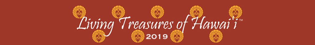 "Living Treasures of Hawaii 2019" with sagarifuji/wisteria logos