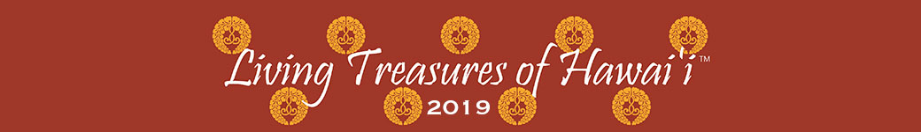 "Living Treasures of Hawaii 2019" with sagarifuji/wisteria logos