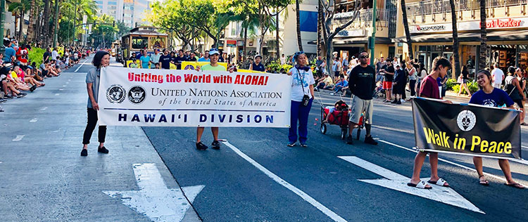 Pan Pacific Festival Parade - UN Association and Walk in Peace banners