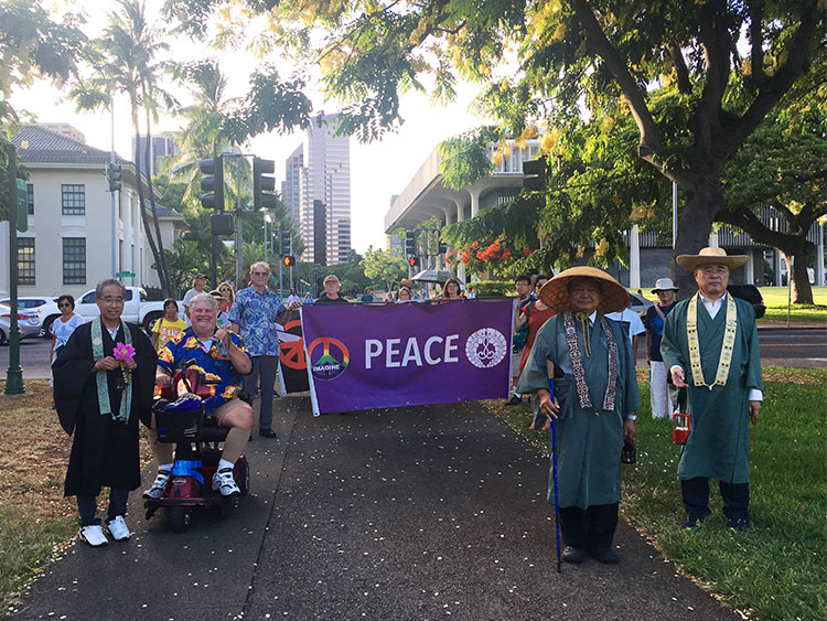 Peace Walk from Betsuin to Nagasaki Peace Bell near Honolulu Hale, 08/09/19