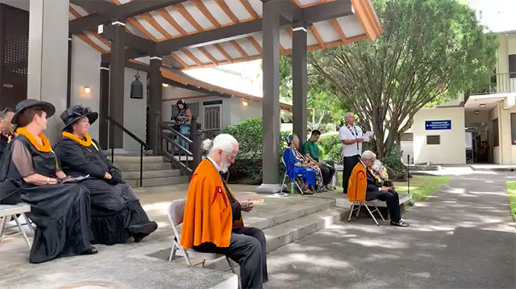 Video still of Pieper Toyama delivering a message at the 2019 Nagasaki Peace Ceremony