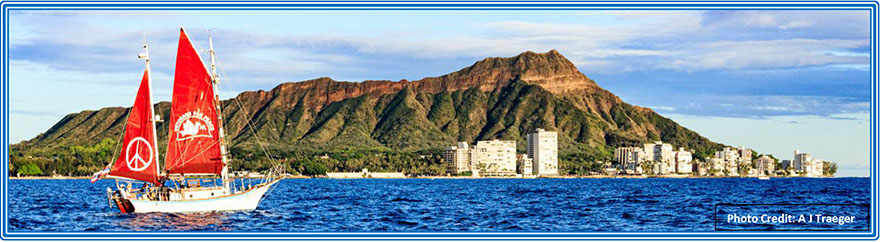 Golden Rule sailing with Diamond Head in background - photo by AJ Traeger