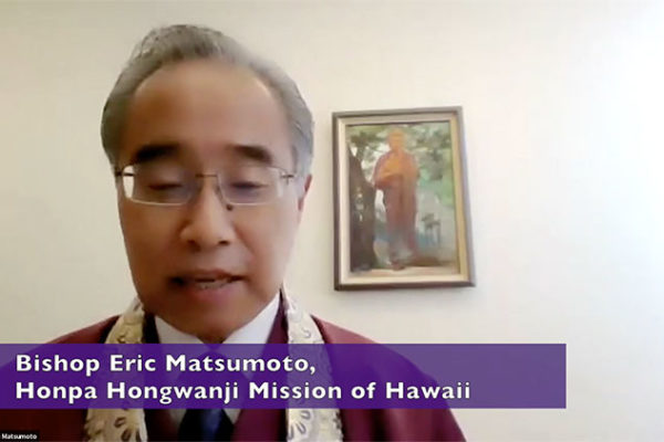 video still of Bishop Eric Matsumoto from Dec. 7 aspiration message video