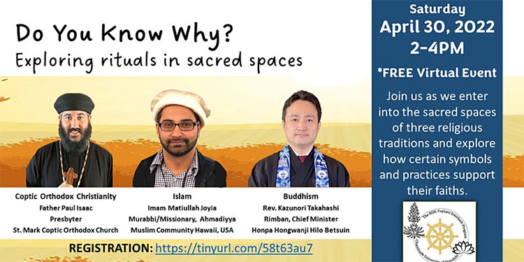 flyer excerpt for "Do You Know Why? Exploring rituals in sacred spaces- An Interfaith Dialogue"