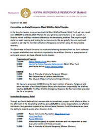 Committee on Social Concerns Maui Wildfire Relief update 9/15/23 - thumbnail image
