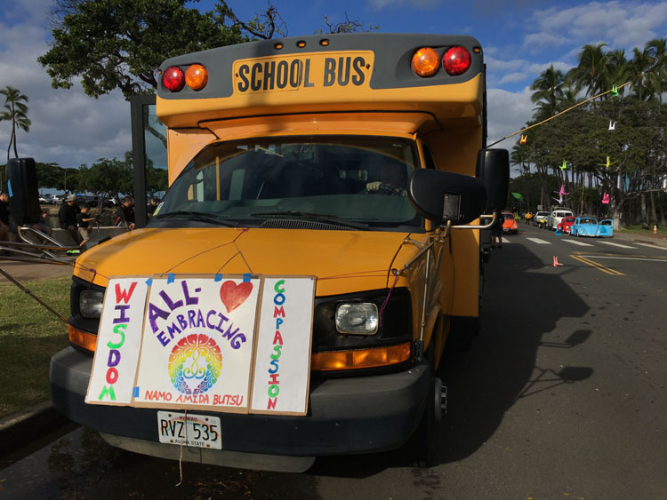 Pacific Buddhist Academy bus in the MLK parade 2024