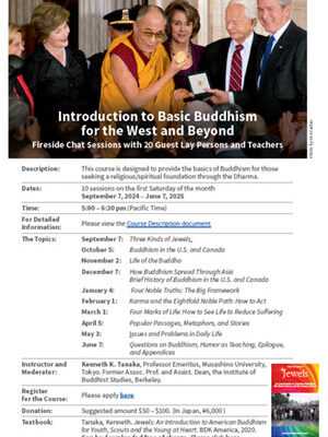 thumbnail image for flyer of Basic Buddhism course 2024-2025 moderated by Rev. Dr. Kenneth Tanaka