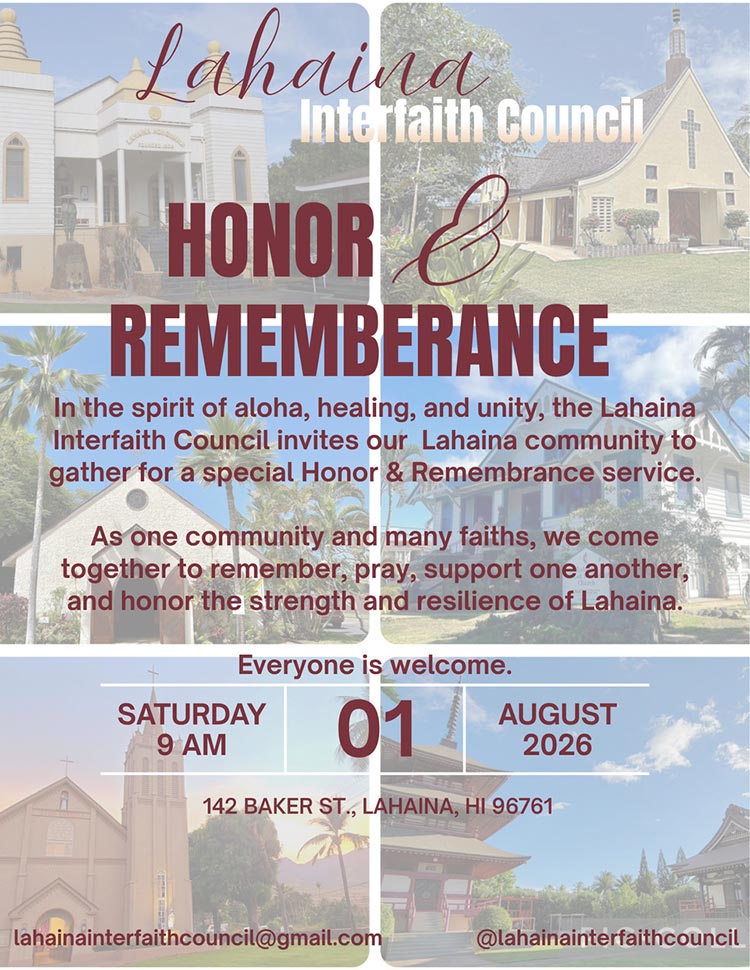 Lahaina Honor & Remembrance Service flyer (08/01/26)